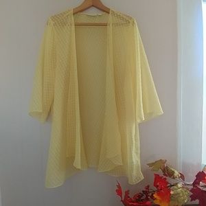 r Bright Yellow Swiss Dot Kimono retro vintage